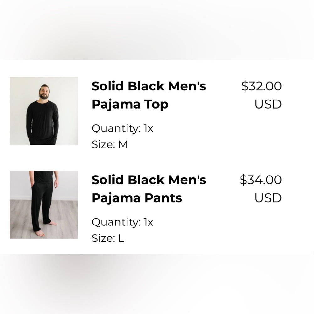 Little Sleepies Signature Black Men's Pajama Top and Bottoms- new with tags